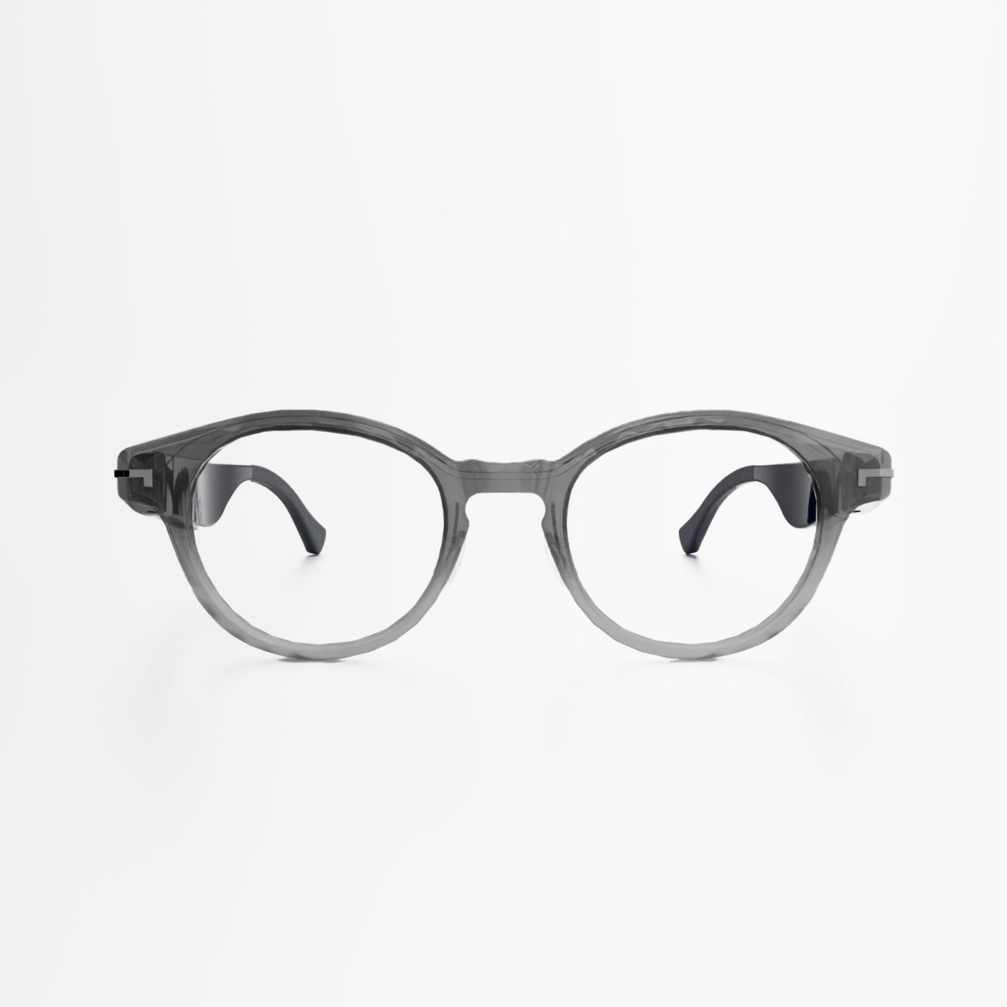 Side profile of ergonomic audio temples with anti-blue optical front